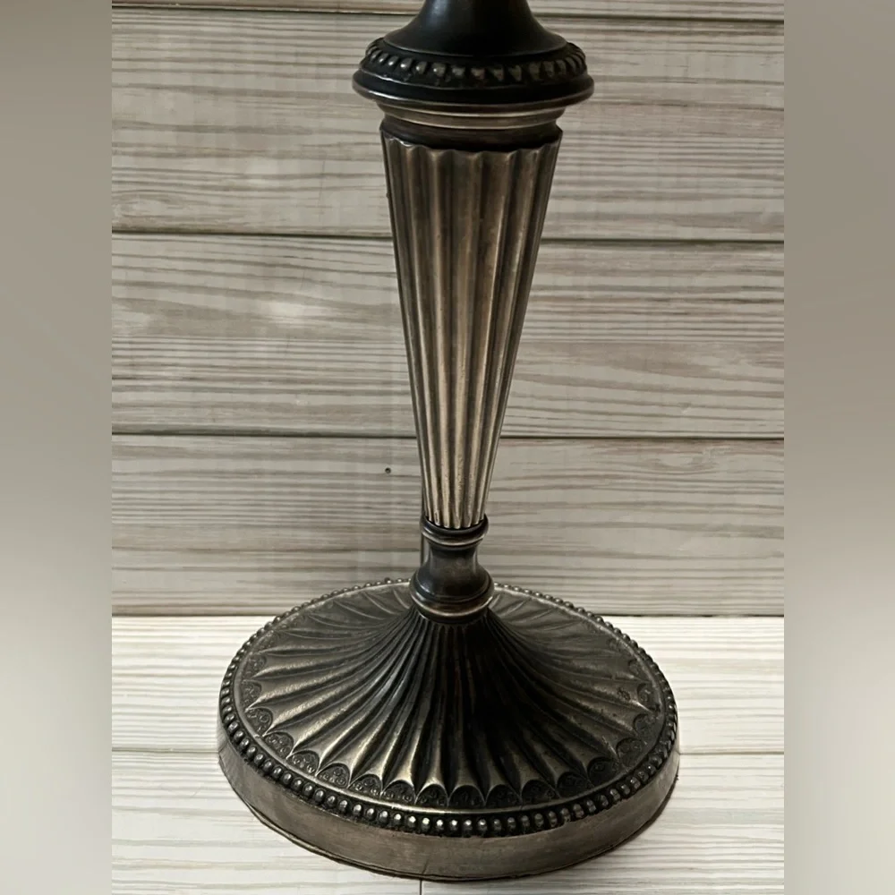 Vintage Weighted Pair of Neoclassical Pewter Candlesticks